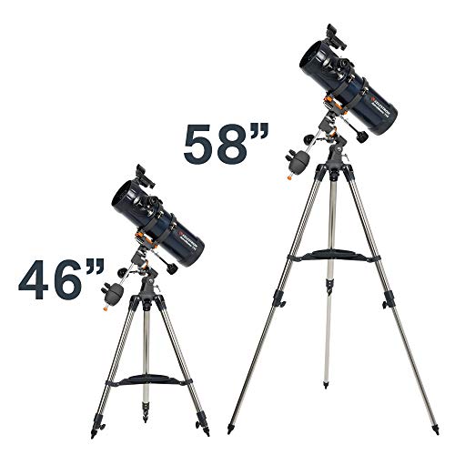 Celestron - AstroMaster 114EQ Newtonian Telescope - Reflector Telescope for Beginners - Fully-Coated Glass Optics - Adjustable-Height Tripod - Bonus Astronomy Software Package