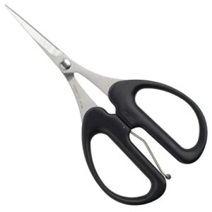 allex craft scissors heavy duty sharp japanese stainless steel, precision all purpose crafting scissors with spring loaded handle, made in japan, black
