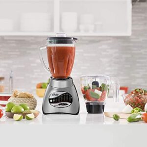 Oster Core 16-Speed Blender with Glass Jar, Black, 006878. Brushed Chrome