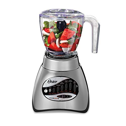 Oster Core 16-Speed Blender with Glass Jar, Black, 006878. Brushed Chrome