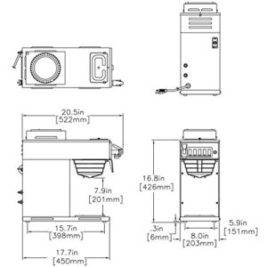 BUNN 12950.0211 CWTF-2 Automatic Commercial Coffee Brewer with 2 Warmers (120V/60/1PH)