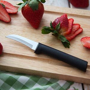 Rada Cutlery Curved Paring Knife Blade Stainless Steel Resin USA, 6-1/8 Inch, Black handle