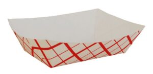 southern champion tray 0425 #300 southland paperboard food tray, 3 lb capacity, red check (case of 500)