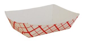 southern champion tray 0417 #200 southland paperboard food tray, 2 lb capacity, red check (case of 1000)
