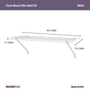 ClosetMaid Wire Shelf Kit with Hardware, 4 Ft. Wide, for Pantry, Closet, Laundry, Utility Storage, White Vinyl Finish