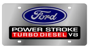 eurosport daytona- compatible with 2005, ford powerstroke turbo diesel logostainless steel license plate