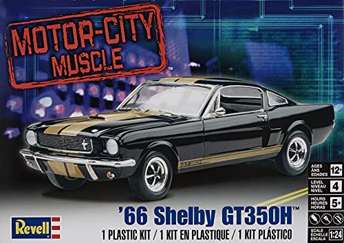 Revell 85-2482 '66 Shelby Mustang GT350H Model Car Kit 1:24 Scale 91-Piece Skill Level 4 Plastic Model Car Building Kit, Black