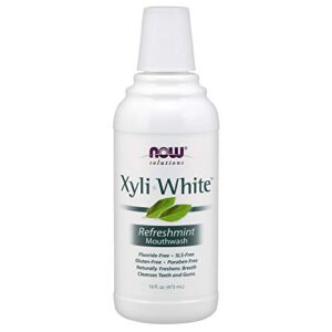 now solutions, xyliwhite™ mouthwash, refreshmint flavor, naturally freshens breath, cleanses teeth and gums, 16-ounce