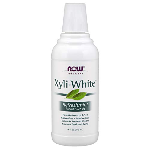 NOW Solutions, Xyliwhite™ Mouthwash, Refreshmint Flavor, Naturally Freshens Breath, Cleanses Teeth and Gums, 16-Ounce