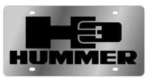 eurosport daytona- compatible with-, h3 hummer logo- stainless steel license plate