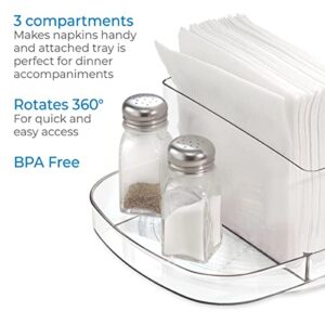 iDesign Linus Plastic Lazy Susan Napkin and Condiments Turntable Holder for Kitchen Countertops and Dining Tables, Clear