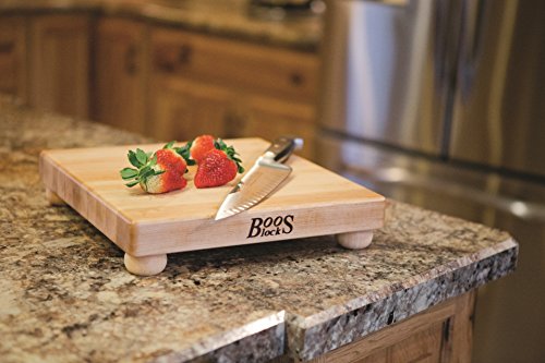 John Boos Block B12S Maple Wood Edge Grain Cutting Board with Feet, 12 Inches Square, 1.5 Inches Thick