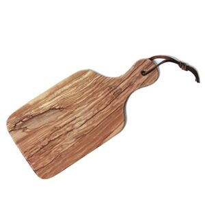 berard 54071 french olive-wood handcrafted cutting board with handle, 10 inch