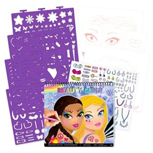 fashion angels make-up & hair design sketch portfolio (11452) sketchbook for beginners, sketchbook with stencils and stickers for ages 6 and up