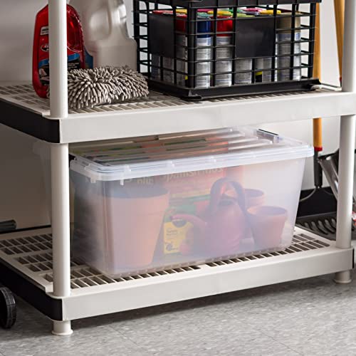 IRIS USA 68 Qt. Large Storage Bin with Buckle Down Lid, 1-Pack, Sturdy and Versatile Organizer Utility Tote Container Box for Seasonal Clothes Blankets Decoration Long Term Storage, Clear