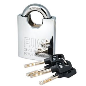 fjm security sprs60-kd heavy duty shrouded padlock with triple chrome plating, keyed different