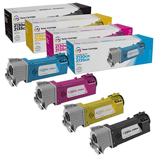 LD Products Compatible Toner Cartridge Replacement for Dell Laser 2130cn & 2135cn High Yield (Black, Cyan, Magenta, Yellow, 4-Pack)