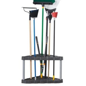 Rubbermaid Garage Corner Tool Tower Rack, Easy to Assemble, Organizes up to 30 Long-Handled Tools/Rakes/ Brooms/Shovles for Home/House/Outdoor/Sheds