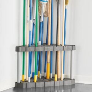 Rubbermaid Garage Corner Tool Tower Rack, Easy to Assemble, Organizes up to 30 Long-Handled Tools/Rakes/ Brooms/Shovles for Home/House/Outdoor/Sheds