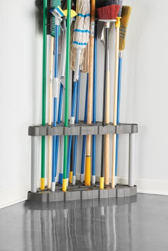 Rubbermaid Garage Corner Tool Tower Rack, Easy to Assemble, Organizes up to 30 Long-Handled Tools/Rakes/ Brooms/Shovles for Home/House/Outdoor/Sheds