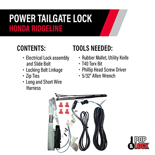 Pop & Lock - Power Tailgate Lock for Honda Ridgeline, Fits 2005 – 2019 Models (PL8600, Works with or Without Backup Camera)