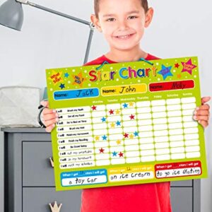 Magnetic Reward / Star / Responsibility / Behavior Chart for up to 3 Children. Rigid board 16" x 13" (40 x 32cm) with hanging loop