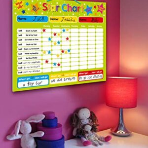 Magnetic Reward / Star / Responsibility / Behavior Chart for up to 3 Children. Rigid board 16" x 13" (40 x 32cm) with hanging loop