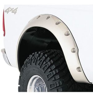 Bushwacker Cutout Pocket/Rivet Style Rear Fender Flares | 2-Piece Set, Black, Smooth Finish | 20044-02 | Fits 1999-2010 Ford F-250/F-350 Super Duty Styleside w/ 6.8' Bed (Excludes Dually)