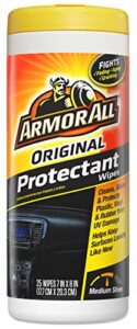 original protectant wipes by armor all, disposable car cleaning wipes renews and revitalizes automotive interiors, 25 count