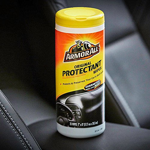 Original Protectant Wipes by Armor All, Disposable Car Cleaning Wipes Renews and Revitalizes Automotive Interiors, 25 count