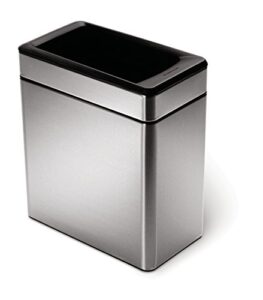 simplehuman 10 liter / 2.6 gallon profile open trash can, brushed stainless steel
