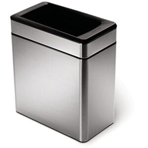 simplehuman 10 Liter / 2.6 Gallon Profile Open Trash Can, Brushed Stainless Steel