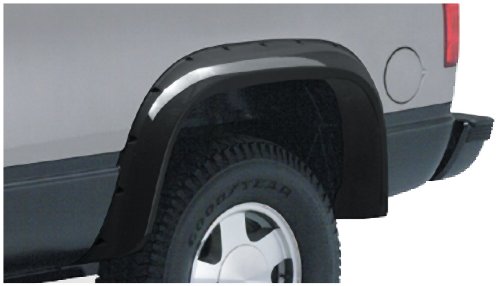 Bushwacker Cutout Pocket/Rivet Style Rear Fender Flares | 2-Piece Set, Black, Smooth Finish | 40010-11 | Fits 1988-1999 Chevrolet C/K 1500, R2500; 1997-1999 Tahoe; 1995-1997 Yukon; 1992-1994 Blazer