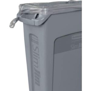 Rubbermaid Commercial Products Slim Jim Plastic Rectangular Recycling Bin with Venting Channels, 23 Gallon, Blue Recycling (FG354007BLUE)