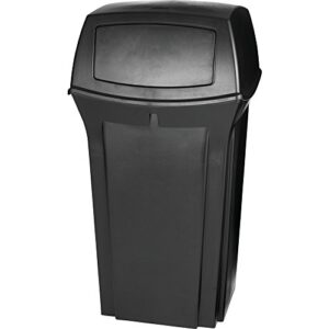 rubbermaid commercial products fg843088bla ranger trash can with lid, 35 gallon, black plastic, for outdoor use