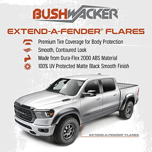 Bushwacker Extend-A-Fender Extended Rear Fender Flares | 2-Piece Set, Black, Smooth Finish | 22004-11 | Fits 1992-2014 Ford E-150, E-250, E-350 Super Duty Swinging Side Door Model