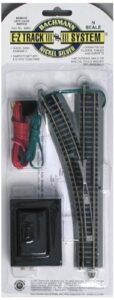 bachmann trains – snap-fit e-z track remote turnout – left (1/card) – nickel silver rail with grey roadbed – n scale