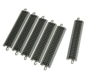 bachmann trains – snap-fit e-z track 5” straight track (6/card) – nickel silver rail with grey roadbed – n scale, 8