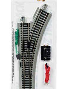 Bachmann Trains - Snap-Fit E-Z TRACK REMOTE TURNOUT - RIGHT (1/card) - NICKEL SILVER Rail With Gray Roadbed - HO Scale