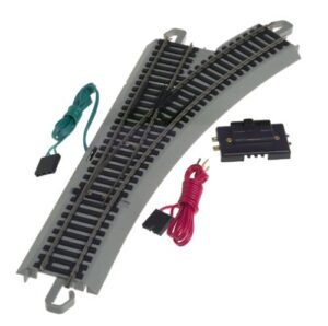 bachmann trains – snap-fit e-z track remote turnout – right (1/card) – nickel silver rail with gray roadbed – ho scale