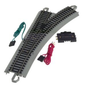 Bachmann Trains - Snap-Fit E-Z TRACK REMOTE TURNOUT - RIGHT (1/card) - NICKEL SILVER Rail With Gray Roadbed - HO Scale