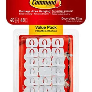 Command Small Decorating Clips, White, 40-Clips, 48-Strips, Decorate Damage-Free