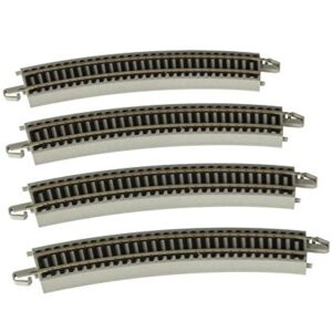 Bachmann Trains - Snap-Fit E-Z TRACK 22” RADIUS CURVED TRACK (4/card) - NICKEL SILVER Rail With Gray Roadbed - HO Scale