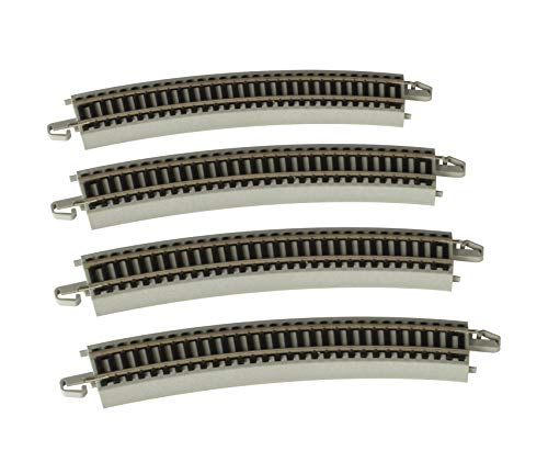 Bachmann Trains - Snap-Fit E-Z TRACK 22” RADIUS CURVED TRACK (4/card) - NICKEL SILVER Rail With Gray Roadbed - HO Scale