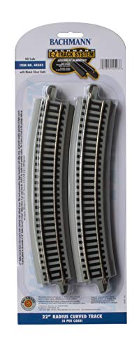 Bachmann Trains - Snap-Fit E-Z TRACK 22” RADIUS CURVED TRACK (4/card) - NICKEL SILVER Rail With Gray Roadbed - HO Scale