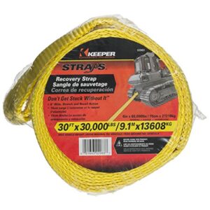 Keeper - 30’ x 6" Emergency Vehicle Towing and Recovery Strap - 30,000 lbs. Max Vehicle Weight and 60,000 lbs. Break Strength