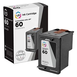 ld products remanufactured compatible ink cartridge replacement for hp 60 cc640wn (black) for use in hp photosmart, envy e all-in-one, and deskjet printers