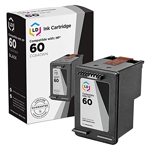 LD Products Remanufactured Compatible Ink Cartridge Replacement for HP 60 CC640WN (Black) for use in HP Photosmart, Envy e All-in-one, and Deskjet Printers