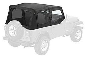 pavement ends by bestop 51132-15 black denim replay replacement soft top tinted windows w/ upper door skins for 1988-1995 jeep wrangler