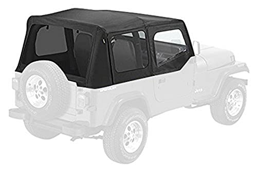 Pavement Ends by Bestop 51132-15 Black Denim Replay Replacement Soft Top Tinted Windows w/ Upper Door Skins for 1988-1995 Jeep Wrangler